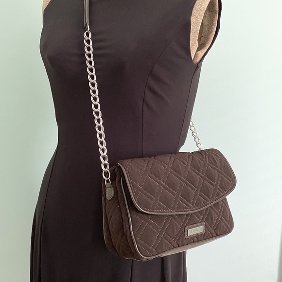 Vera Bradley Quilted microfiber Espresso Shoulder Crossbody EUC - Picture 4 of 9